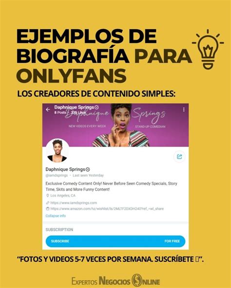 ejemplos de biografías para onlyfans|Crear una biografía para OnlyFans atractiva